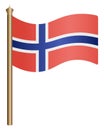 Flag of Norway. The fabric canvas is decorated with a Scandinavian cross in a white border. Gradient