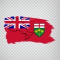 Flag of Ontario from brush strokes. Blank map of Ontario. Canada. High quality map of Ontario and flag on transparent background.