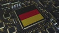 Flag of Germany on the operating chipset. German information technology or hardware development related conceptual 3D