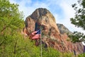 Flag over Zion National Park Royalty Free Stock Photo