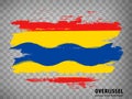 Flag of Overijssel brush strokes. Waving flag of Overijssel on transparent background Royalty Free Stock Photo