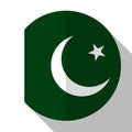 Flag Pakistan - Round Flatstyle Button With A Shadow.