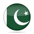 Flag of Pakistan. Shiny round button. Royalty Free Stock Photo