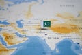 The Flag of pakistan in the world map Royalty Free Stock Photo