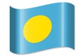 Palau - waving country flag, shadow
