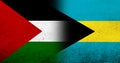 Flag of Palestine and The Commonwealth of The Bahamas national flag. Grunge background