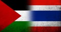 Flag of Palestine and The Kingdom of Thailand National flag. Grunge background