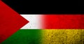Flag of Palestine and The national flag of Germany. Grunge background Royalty Free Stock Photo