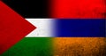 Flag of Palestine and Republic of Armenia national flag. Grunge background