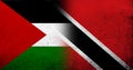 Flag of Palestine and The Republic of Trinidad and Tobago National flag. Grunge background