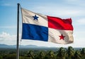 The flag of Panama, featuring equal quarters with blue and red stars on white, and blue and red Royalty Free Stock Photo