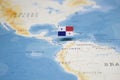 The Flag of panama in the world map Royalty Free Stock Photo