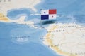 The Flag of panama in the world map Royalty Free Stock Photo