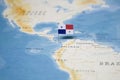 The Flag of panama in the world map Royalty Free Stock Photo