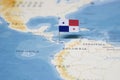 The Flag of panama in the world map Royalty Free Stock Photo