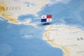 The Flag of panama in the world map Royalty Free Stock Photo