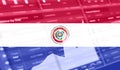 flag of Paraguay and Stock market graph bar. Cryptocurrency. Bitcoin Stock Growth. Conceptual image for investors in