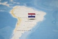 The Flag of paraguay in the world map Royalty Free Stock Photo