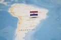 The Flag of paraguay in the world map Royalty Free Stock Photo