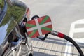 Flag of Pays Basque - Cmjn on the car`s fuel filler flap.
