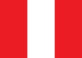 The flag of Peru with two red vertical bands on the sides and one vertical white band in the middle