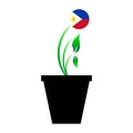 Flag of Philipines in emoji design growing up as sapling in vase, Philipino emogi tree flag