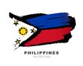 Flag of the Philippines. Colored brush strokes drawn by hand. Vector illustration on a white background