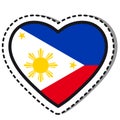 Flag Philippines heart sticker on white background. Vintage vector love badge. Template design element. National day.