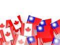 Flag pins of Canada and Taiwan isolated on white
