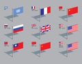 Flag Pins, UN Security Council Royalty Free Stock Photo