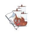 With flag pirate ship with the cartoon shape Royalty Free Stock Photo