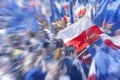 Flag of Poland and Crowd, Zoom-in Blur