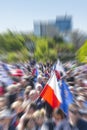 Flag of Poland and Crowd, Zoom-in Blur