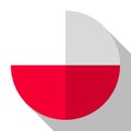 Flag Poland - round flatstyle button with a shadow.