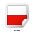 Flag of Poland. Round glossy badge sticker