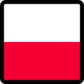 Flag of Poland in the shape of square with contrasting contour, social media communication sign