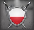 Flag of Poland. The Shield with National Flag. Two Crossed Sword