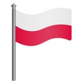 Flag of Poland. Vector illustration. The fabric is decorated with two stripes. The national symbol of the state develops in the wi Royalty Free Stock Photo