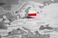 The Flag of Poland in the World Map Royalty Free Stock Photo