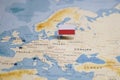 The Flag of poland in the world map Royalty Free Stock Photo