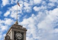 Flag Pole on Top of Clock Tower Royalty Free Stock Photo