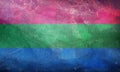 flag of Polysexuality Pride with fabric texture. equality concept. grunge retro plain background. Top view