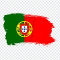 Flag Portugal from brush strokes and Blank map Portugal. High quality map of Portugal and flag on transparent background.