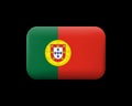 Flag of Portugal. Matted Vector Icon and Button. Rectangular Shape