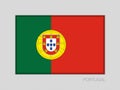 Flag of Portugal. National Ensign Aspect Ratio 2 to 3 on Gray