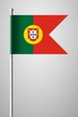 Flag of Portugal. National Flag on Flagpole. Isolated Illustration on Gray