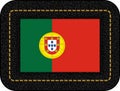 Flag of Portugal. Vector Icon on Black Leather Backdrop