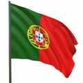 flag of portugal waving in the wind on a white background 3d-rendering Royalty Free Stock Photo