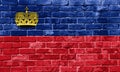 Flag of Principality of Liechtenstein on a textured background. Concept collage