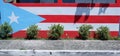 Flag of Puerto Ruco painted on wall next to the street